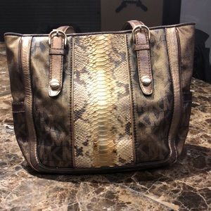 Michael Kors Genuine Snakeskin Leather Purse Tote.